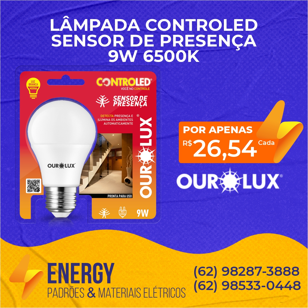 Lâmpada c Sensor de Presença 9W Energy Padrões e Material Elétrico