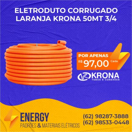 Eletroduto Corrugado Laranja Mt Energy Padr Es E Material El Trico