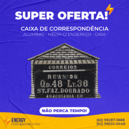 Caixa de Correspondência Alumínio Média C/ Endereço Casa
