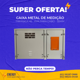 Caixa trifásica metal de medição 45 KVA para cabo 35MM