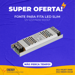 Fonte para fita LED 12,5A/150W