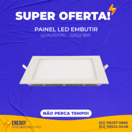 Painel Led Embutir 22×22 Quadrado 18W