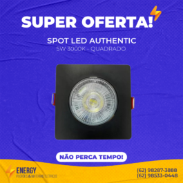 Spot Authentic Quadrado Preto 3000K